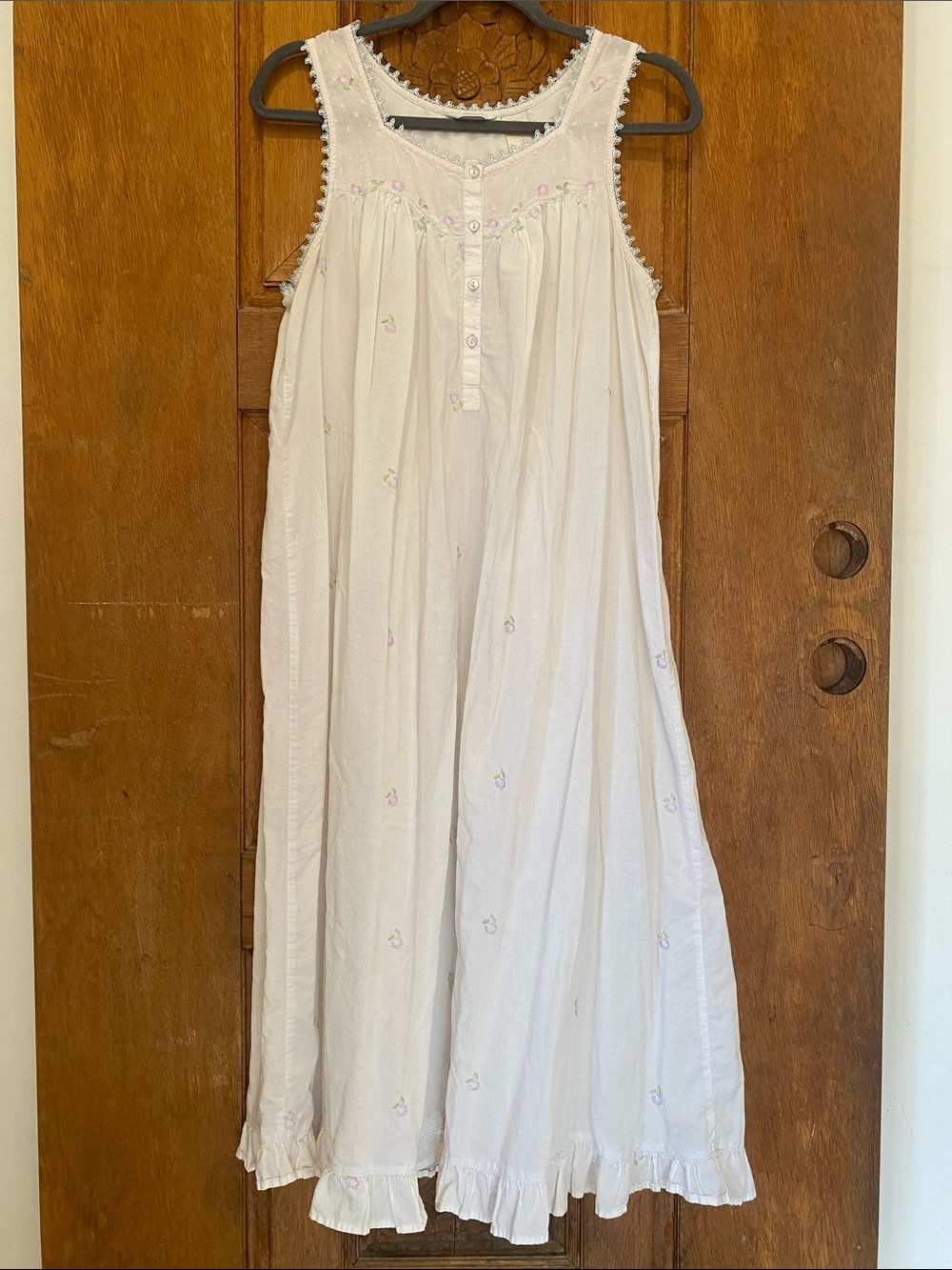 Adonna cotton nightgown lavender purple blue embroidered floral MEDIUM